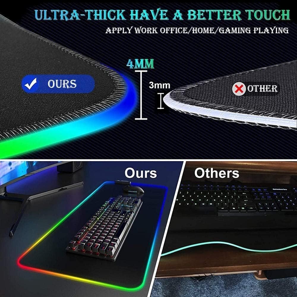 Led Gaming Mouse Pad,Large LED Planet Mousepad,RGB Gaming Mouse Pad,14 Lighting Modes,Oversized Thick Light Up Mouse Mat,Giant Desk Pad Keyboard Pad (Color : E, Size : 400x450x4mm) - Image 7