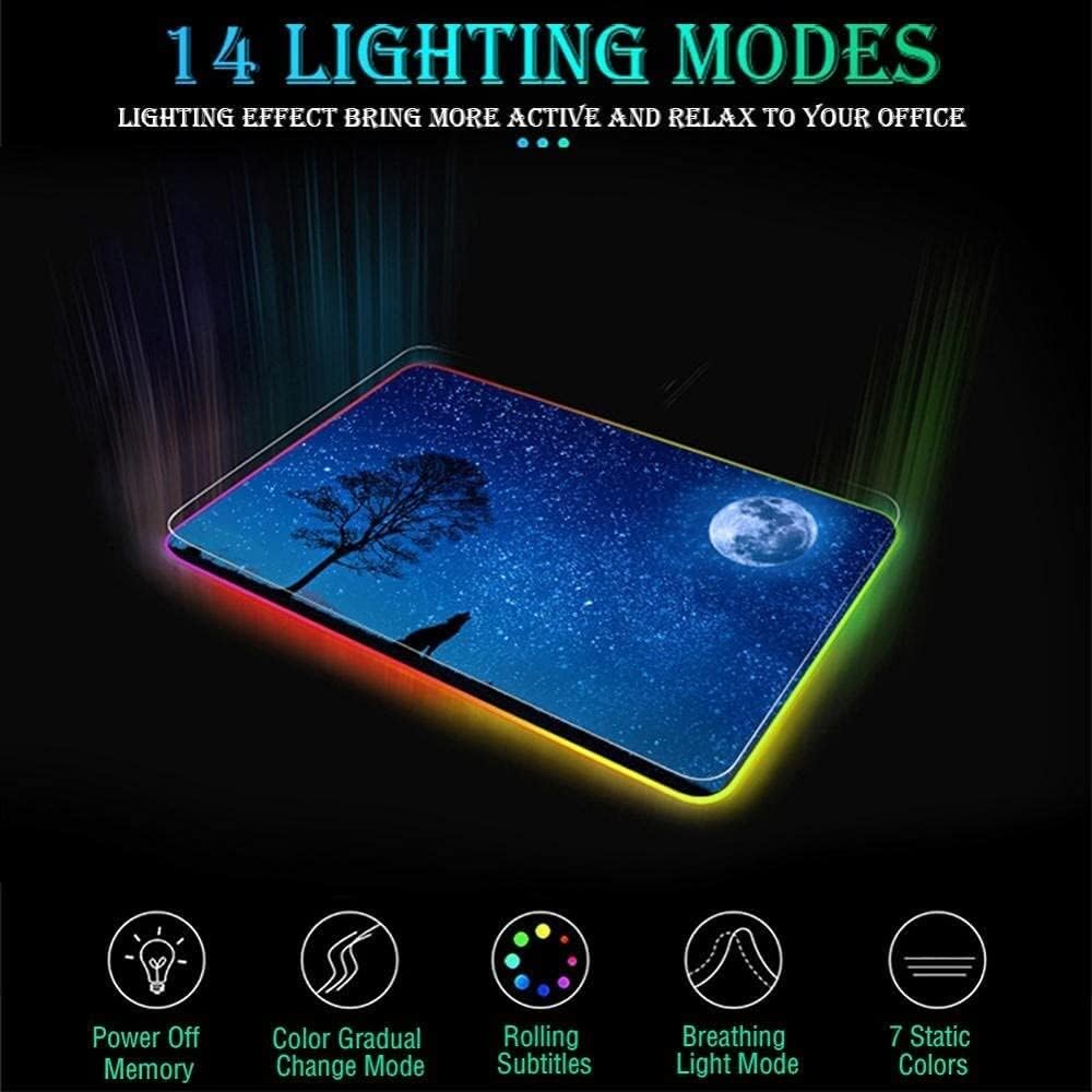 Led Gaming Mouse Pad,Large LED Planet Mousepad,RGB Gaming Mouse Pad,14 Lighting Modes,Oversized Thick Light Up Mouse Mat,Giant Desk Pad Keyboard Pad (Color : E, Size : 400x450x4mm) - Image 3
