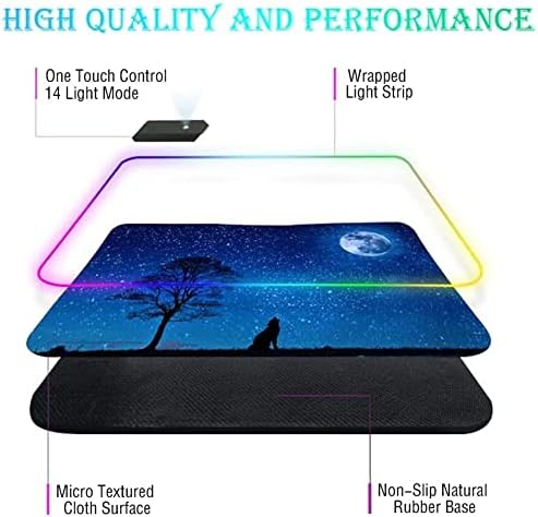Led Gaming Mouse Pad,Large LED Planet Mousepad,RGB Gaming Mouse Pad,14 Lighting Modes,Oversized Thick Light Up Mouse Mat,Giant Desk Pad Keyboard Pad (Color : E, Size : 400x450x4mm) - Image 2