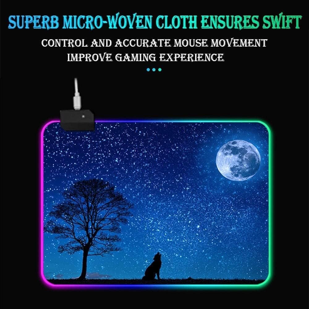 Led Gaming Mouse Pad,Large LED Planet Mousepad,RGB Gaming Mouse Pad,14 Lighting Modes,Oversized Thick Light Up Mouse Mat,Giant Desk Pad Keyboard Pad (Color : E, Size : 400x450x4mm) - Image 6