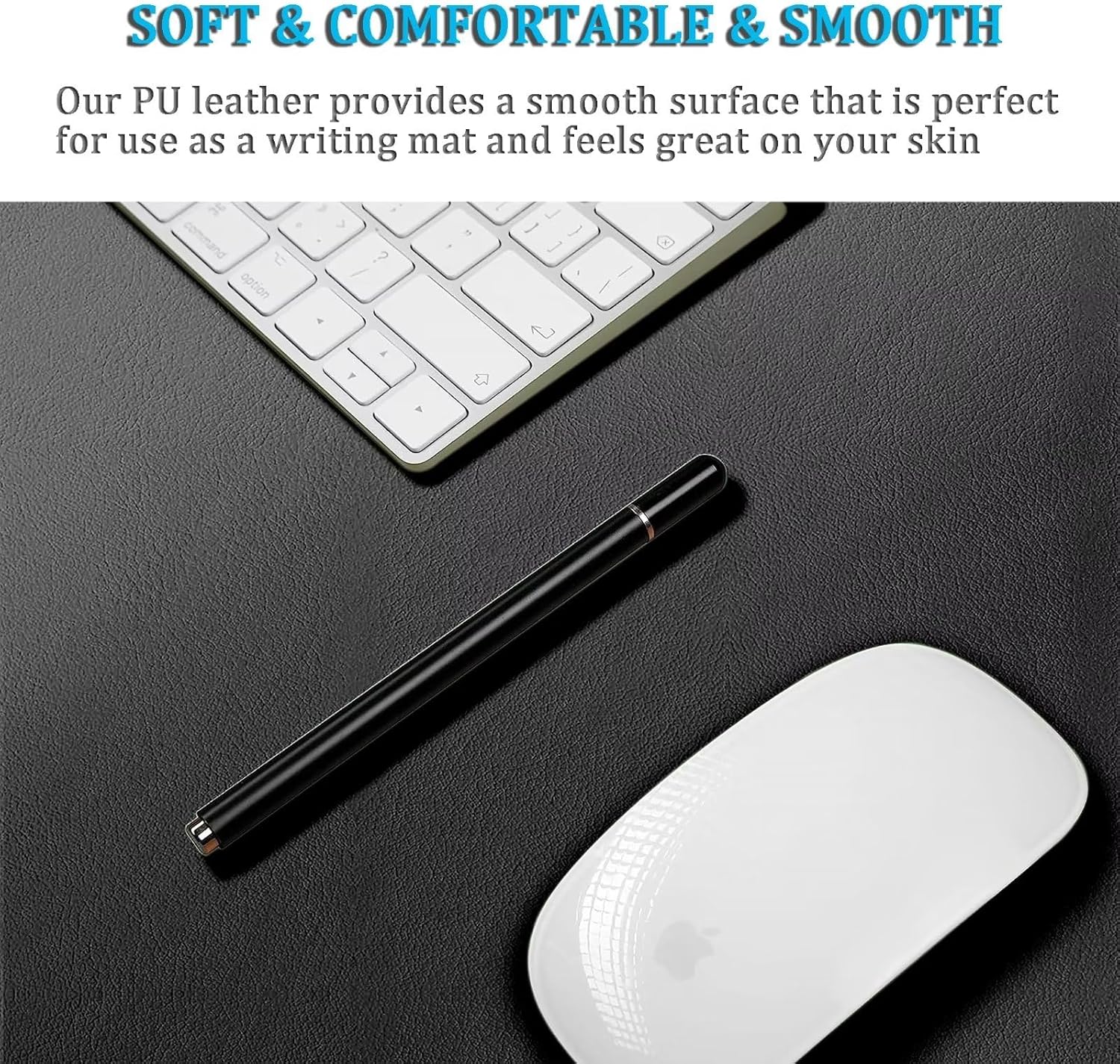 LL-COEUR Extra Large PU Leather Desk Mat Black Large Mouse Pad XXL Waterproof Table Mat Office Laptop Writing Pad (78.7 x 31.5 inch) - Image 6