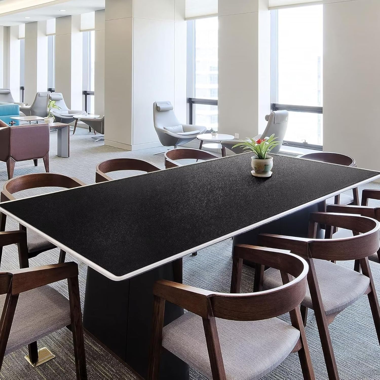 LL-COEUR Extra Large PU Leather Desk Mat Black Large Mouse Pad XXL Waterproof Table Mat Office Laptop Writing Pad (78.7 x 31.5 inch) - Image 2