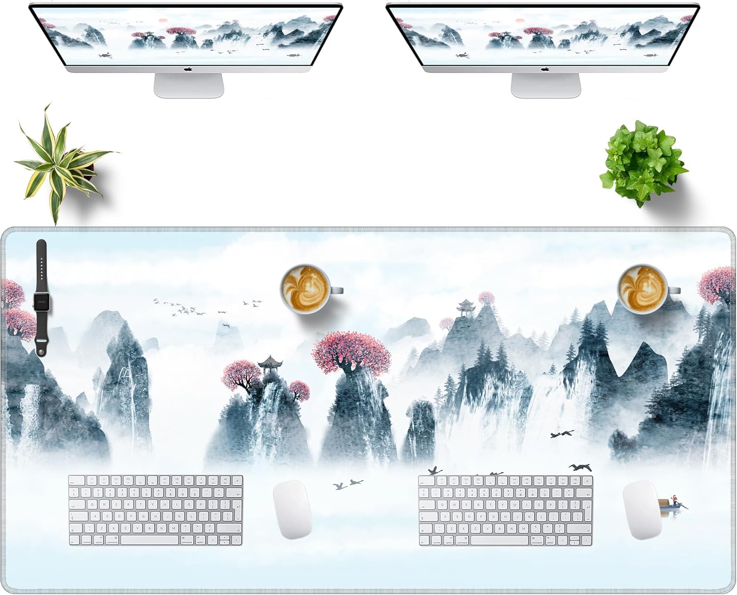 LL-COEUR Landscape Extended Mousepad 55.1"x27.5"x0.12" Waterproof Keyboard Mouse Mat with Anti-Slip Rubber Base Long Desk Pad for Gamer Office Home XXL - Image 8