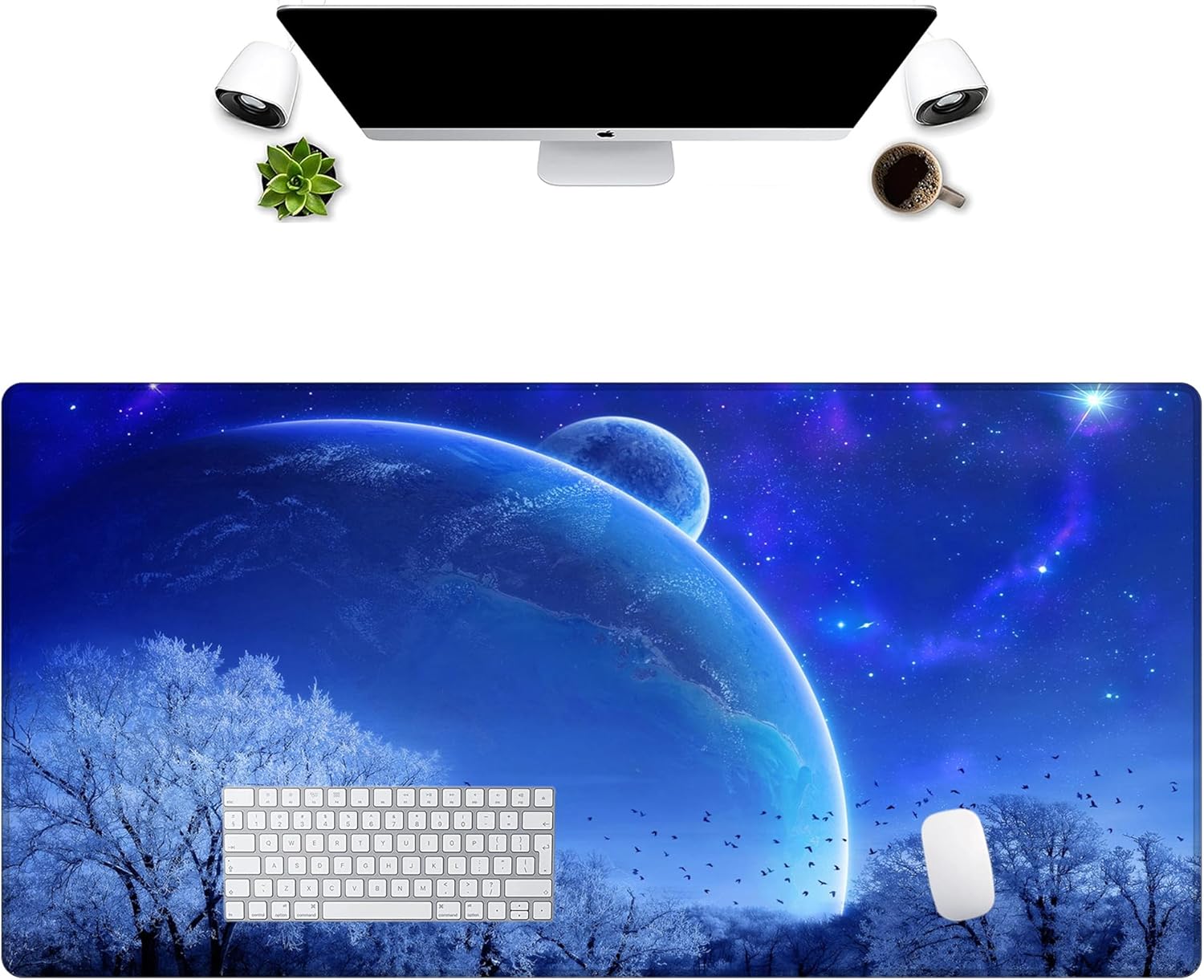 LL-COEUR XXL Computer Laptop Mouse Pad Gaming Play Mat Starry Sky Office Desk Mat (1200 x 600 x 3 mm) - Image 3