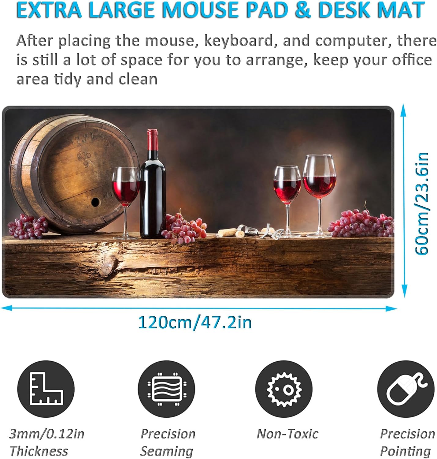 LL-COEUR XXL Landscape Mouse Pad Computer Keyboard Mat Office Desk Pad 2mm (Colour 3, 1200 x 600 x 3 mm) - Image 2