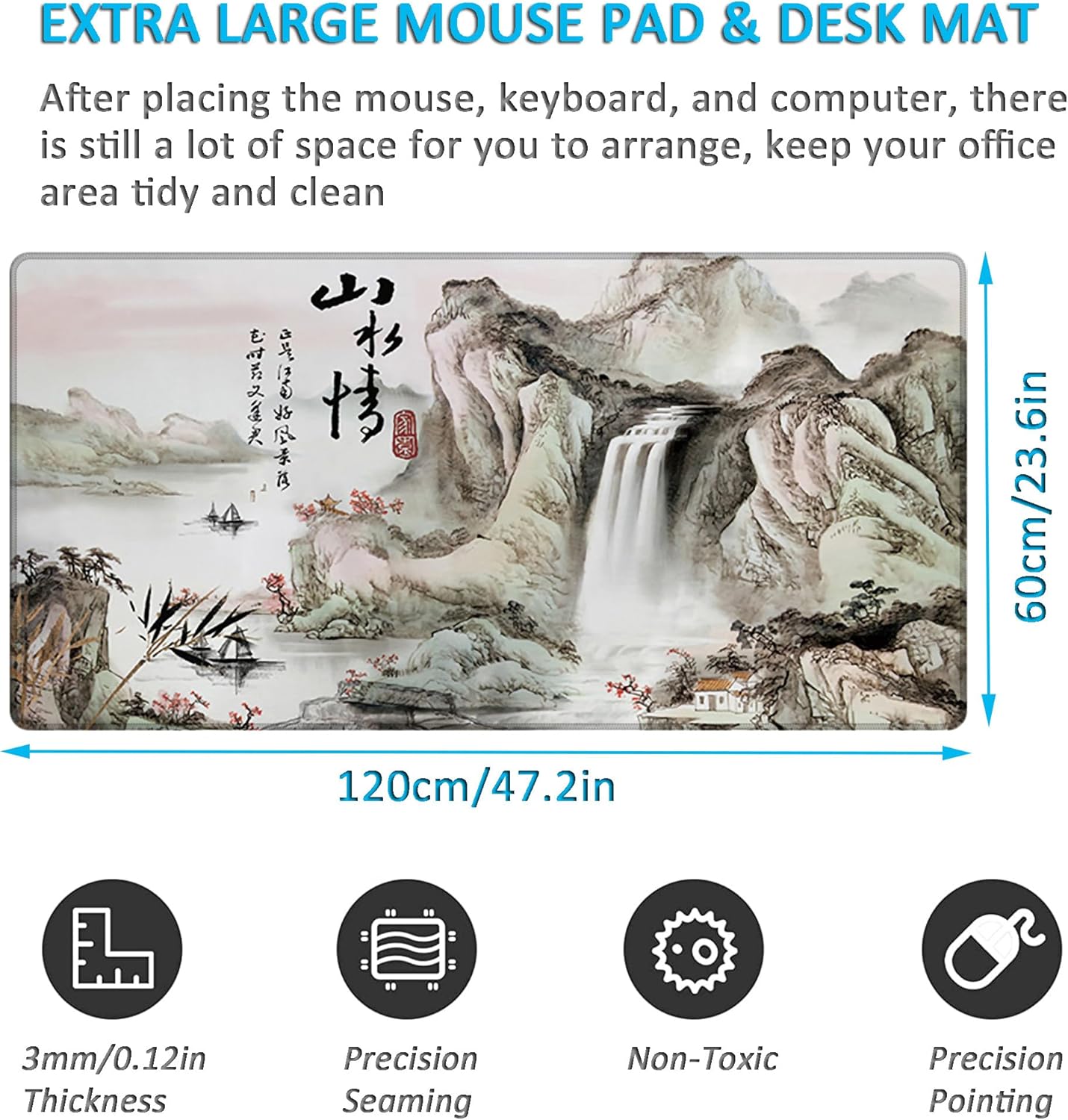 LL-COEUR XXL Laptop Mouse Pad Gaming Play Mat Landscape Table Desk Mat (Colour 1, 1200 x 600 x 3 mm) - Image 2