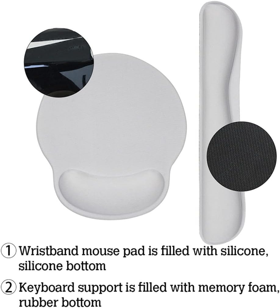 LLLSSS Ergonomics Memory Foam Mouse Pad with Wrist Rest Hand Wrist Mouse Pad Rubber Base(Black) - Image 3