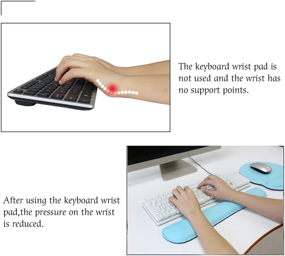 LLLSSS Leather Surface Mouse Pad with Wrist Rest Ergonomic Mouse Pad with Hand Wrist Mouse Pad Rubber Base(D) - Image 4