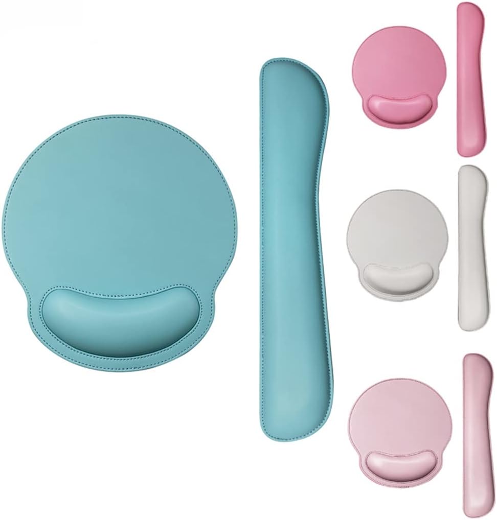 LLLSSS Leather Surface Mouse Pad with Wrist Rest Ergonomic Mouse Pad with Hand Wrist Mouse Pad Rubber Base(D) - Image 2