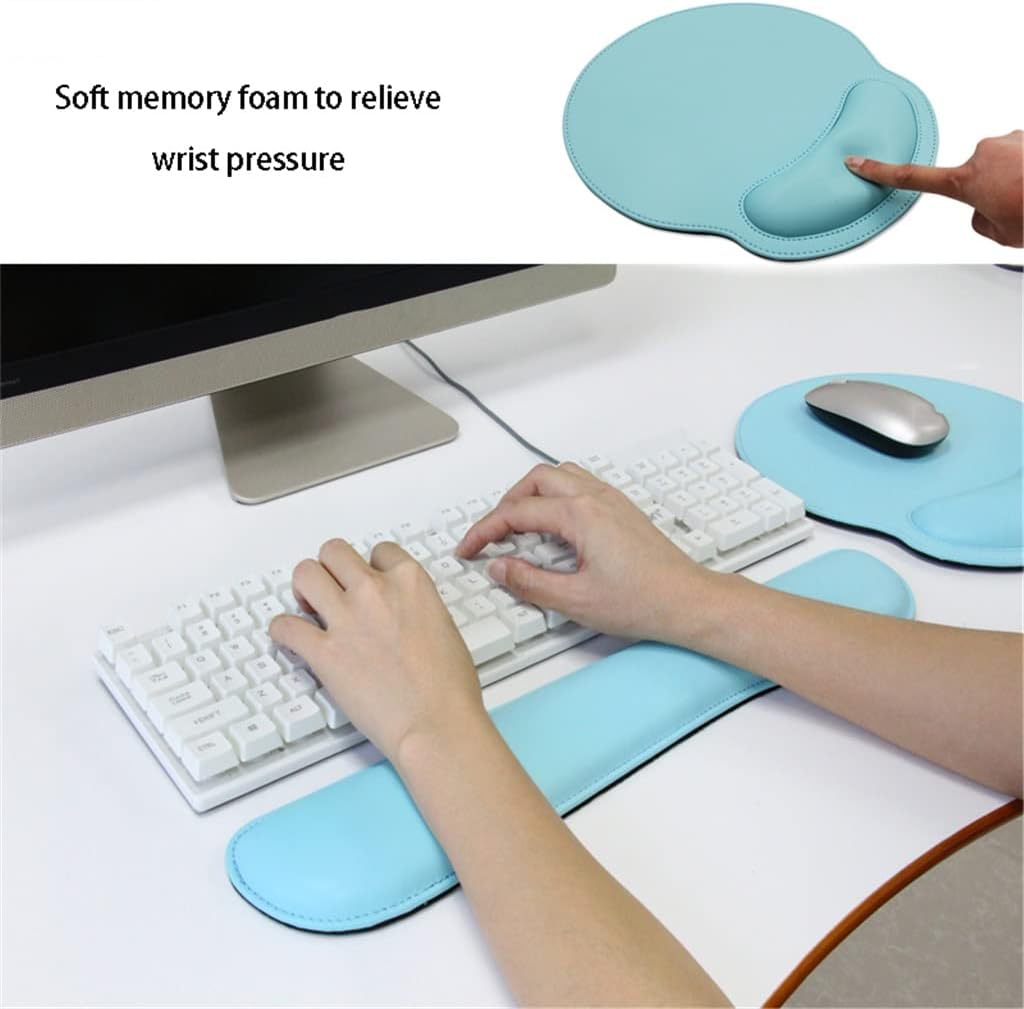 LLLSSS Leather Surface Mouse Pad with Wrist Rest Ergonomic Mouse Pad with Hand Wrist Mouse Pad Rubber Base(D) - Image 3