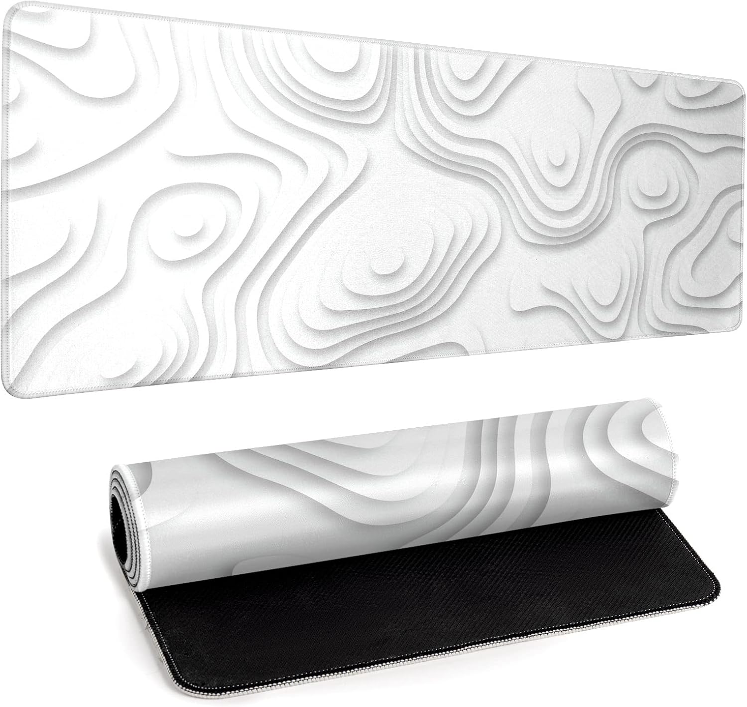 Llzdeuan Large Topographic Map Gaming Mouse Pad for Desk Black Desk Pad with Non-Slip Rubber Base Stitched Edge Desk Organizers and Accessories Desk Decor - Image 15