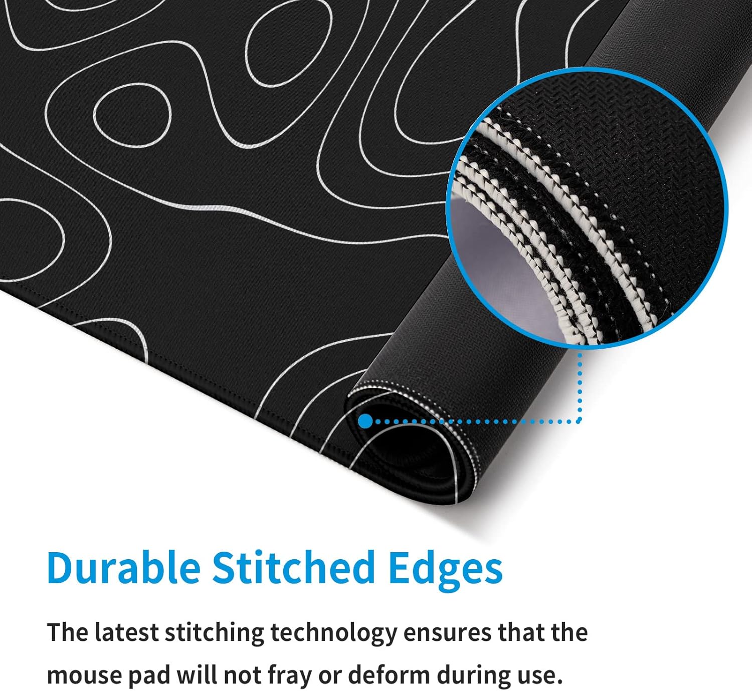 Llzdeuan Large Topographic Map Gaming Mouse Pad for Desk Black Desk Pad with Non-Slip Rubber Base Stitched Edge Desk Organizers and Accessories Desk Decor - Image 7