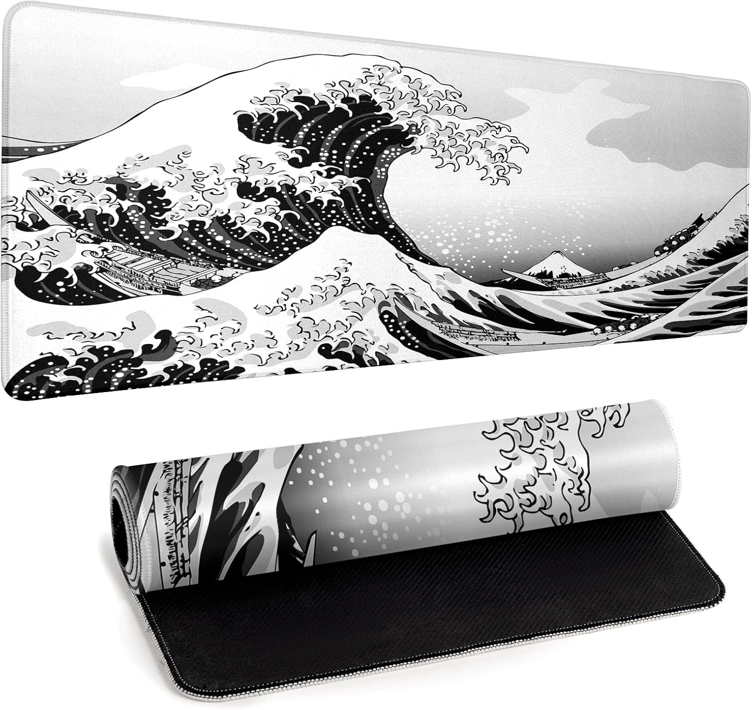 Llzdeuan Large Topographic Map Gaming Mouse Pad for Desk Black Desk Pad with Non-Slip Rubber Base Stitched Edge Desk Organizers and Accessories Desk Decor - Image 9