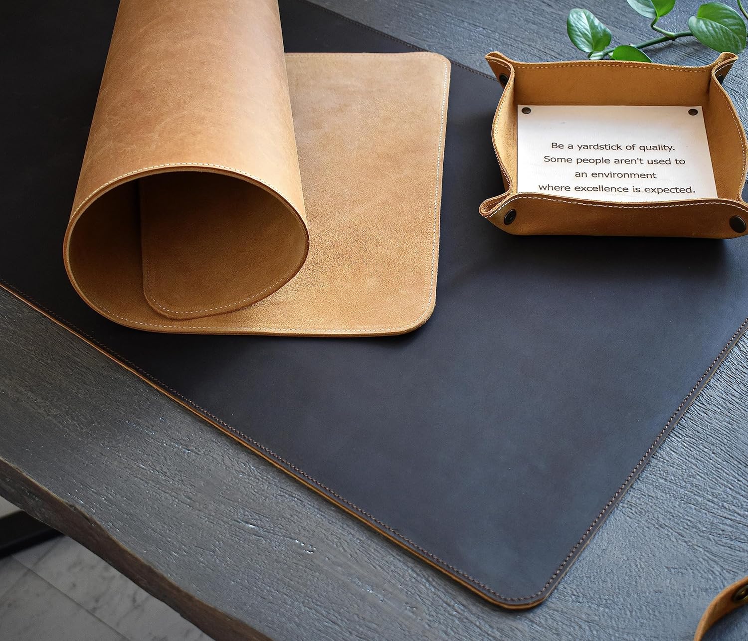 MAKEinCRAFT Custom Leather Mouse pad Personalised Mouse pad - Durable Leather -Leather Mouse Pad - Tech Accessories\u2026 (15x30 Inch, Dark Brown) - Image 4