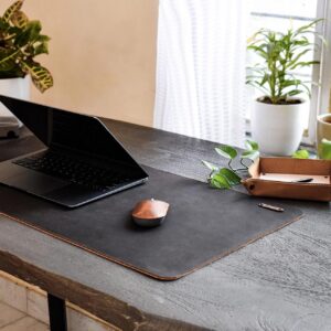 MAKEinCRAFT Custom Leather Mouse pad Personalised Mouse pad - Durable Leather -Leather Mouse Pad - Tech Accessories\u2026 (15x30 Inch, Dark Brown)