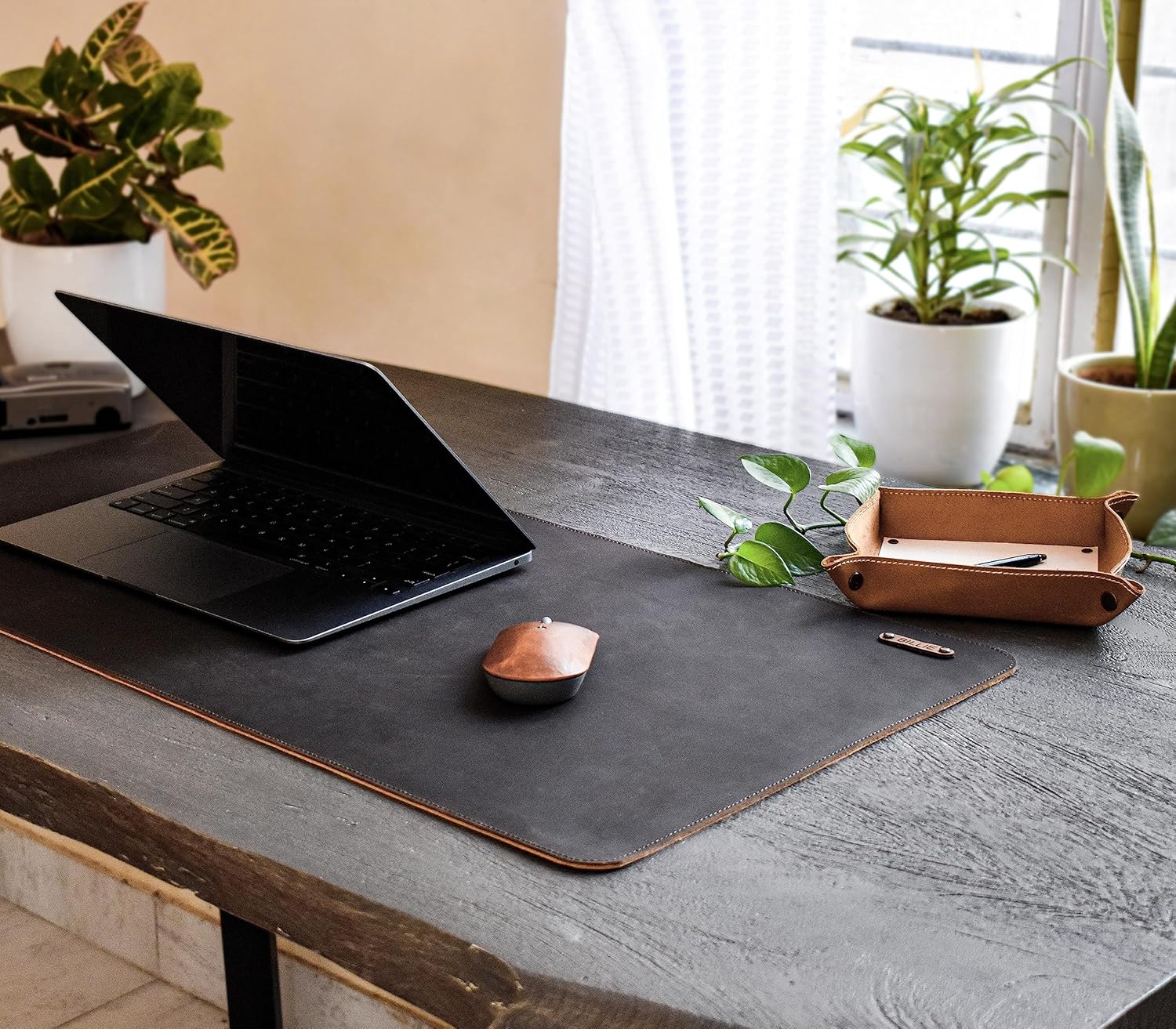 MAKEinCRAFT Custom Leather Mouse pad Personalised Mouse pad - Durable Leather -Leather Mouse Pad - Tech Accessories\u2026 (15x30 Inch, Dark Brown)