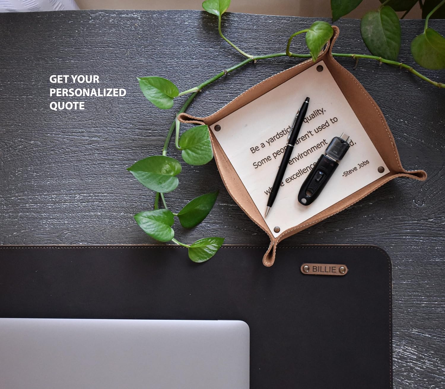 MAKEinCRAFT Custom Leather Mouse pad Personalised Mouse pad - Durable Leather -Leather Mouse Pad - Tech Accessories\u2026 (15x30 Inch, Dark Brown) - Image 3