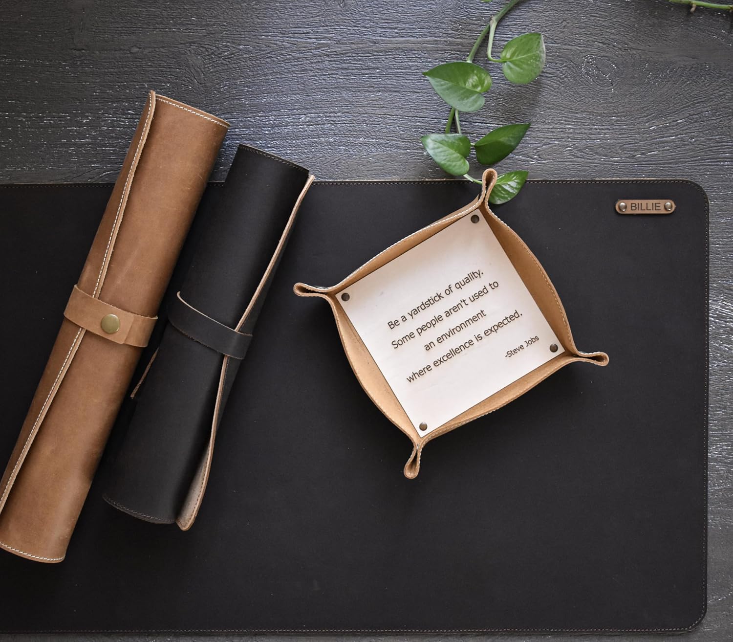 MAKEinCRAFT Custom Leather Mouse pad Personalised Mouse pad - Durable Leather -Leather Mouse Pad - Tech Accessories\u2026 (15x30 Inch, Dark Brown) - Image 2