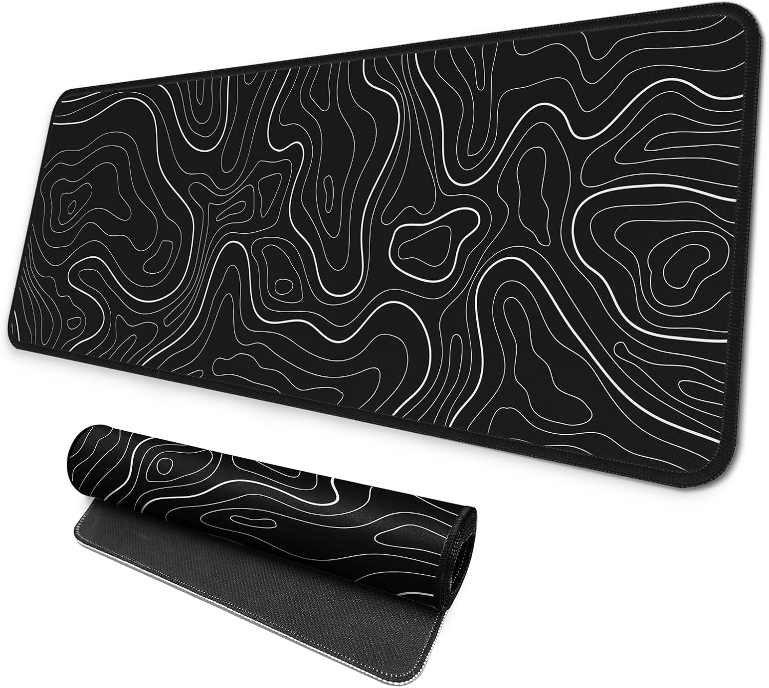 MAY FLOWER Large Gaming Mouse Pad, Full Keyboard Mat, Long Laptop Mousepad, Computer Mouse Mat for Home and Office, Anti-Slip Rubber Base, 31.5 x 11.8 Inches (Grey White Topographic Map) - Image 18