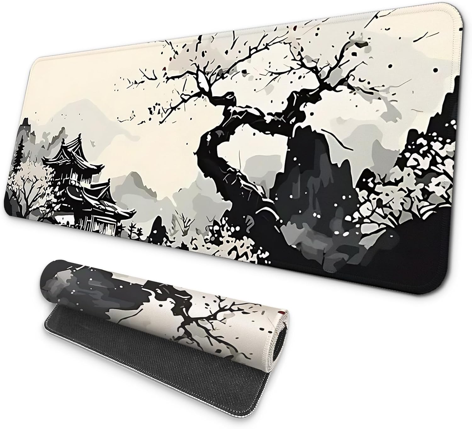 MAY FLOWER Large Gaming Mouse Pad, Full Keyboard Mat, Long Laptop Mousepad, Computer Mouse Mat for Home and Office, Anti-Slip Rubber Base, 31.5 x 11.8 Inches (Grey White Topographic Map) - Image 16