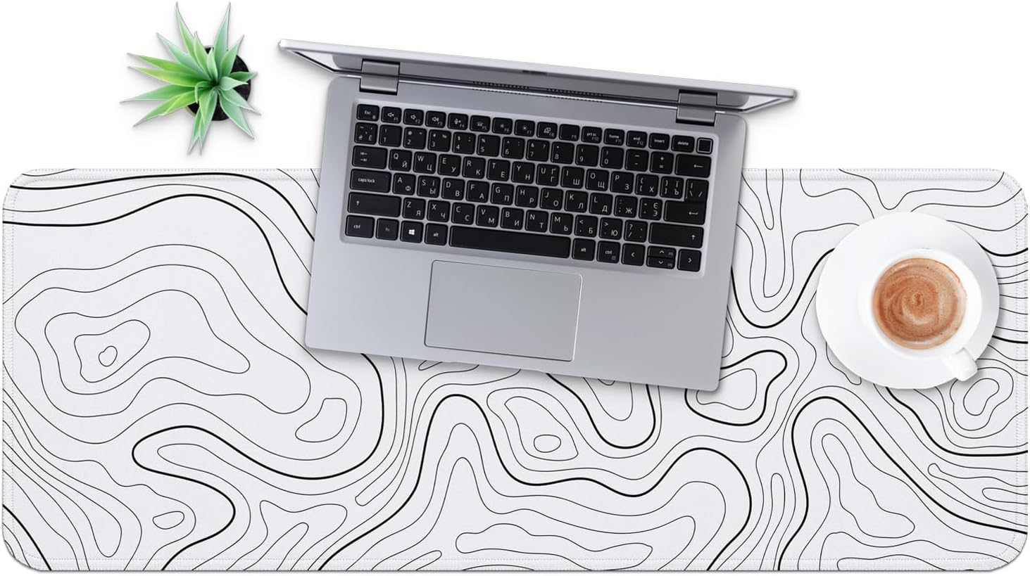 MAY FLOWER Large Gaming Mouse Pad, Full Keyboard Mat, Long Laptop Mousepad, Computer Mouse Mat for Home and Office, Anti-Slip Rubber Base, 31.5 x 11.8 Inches (Grey White Topographic Map) - Image 6