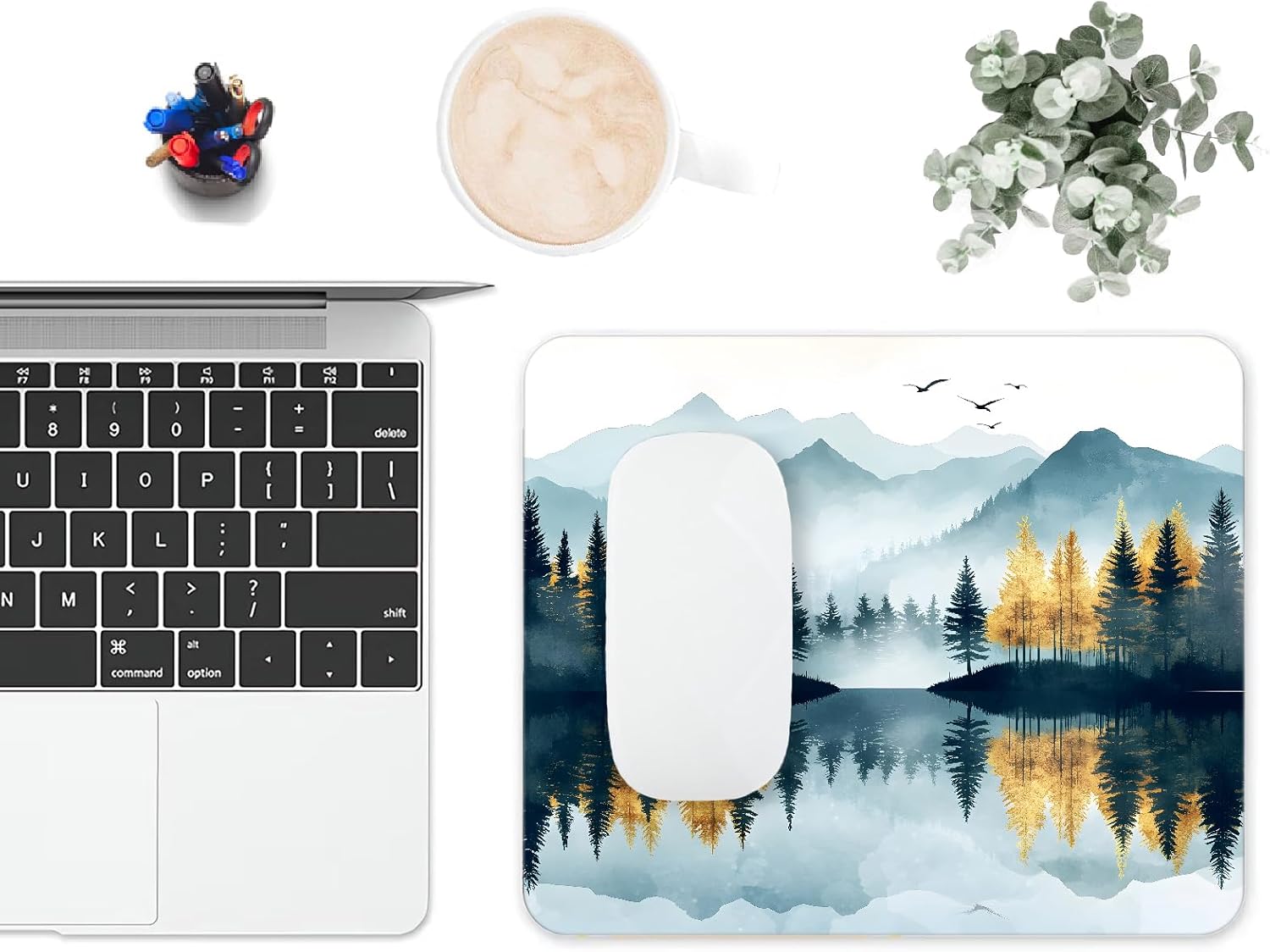 Mouse Pad, Cute Abstract Mountain Forest Mouse Pads for Desk, 9.5" x 7.9" Non-Slip Rubber Base Computer Mousepad with Women, Portable Square Design for Wireless Mouse and Pad Laptop Office & Travel - Image 6
