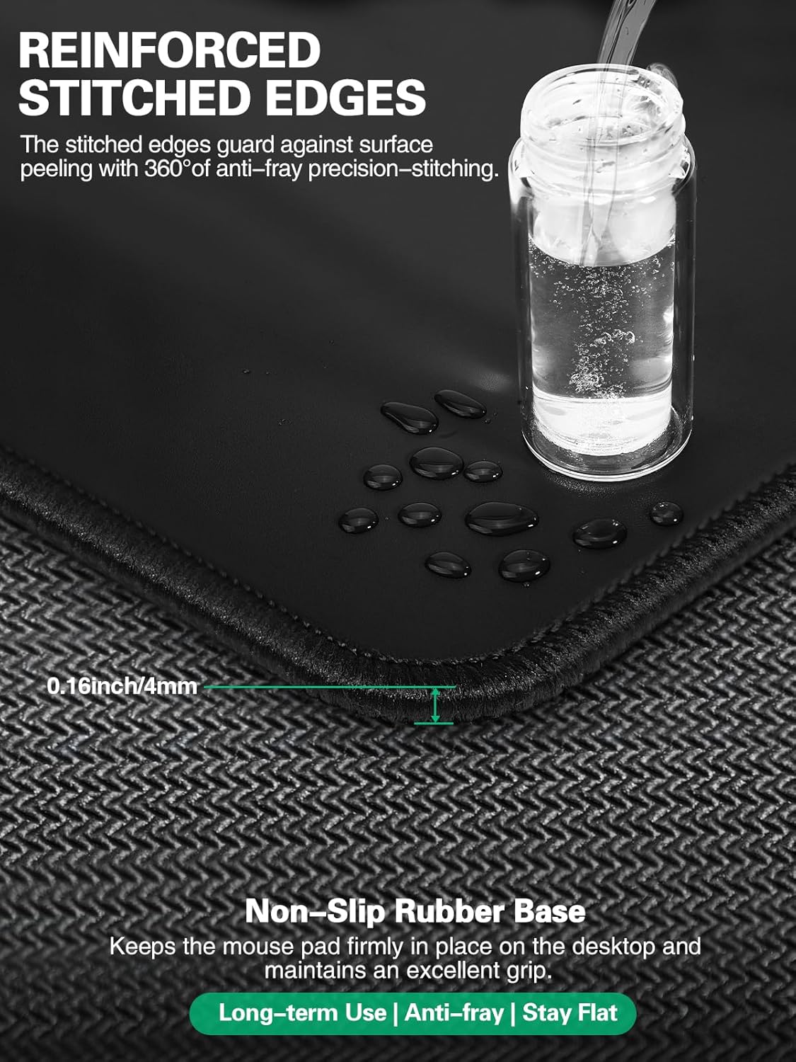 Mouse Pad, Office Desk Mat, Large Gaming Mousepad with Superior Micro-Weave Cloth, XXL Desk Pad with Stitched Edges, Non-Slip Writing Pad for Gamer, Laptop, Work & Home (Black with 20W PD Charger) - Image 5