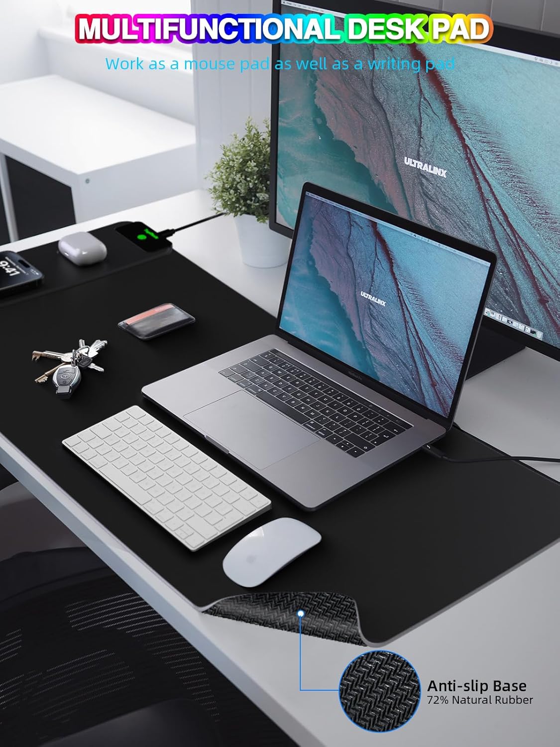 Mouse Pad with 15W Magnetic Wireless Charging 31.5x15.75 Inch, RGB Mousepad for Desk Mat, XXL Desk Pad with 11 Colors & 5 Modes, Home Office Large Keyboard Pad Waterproof Non-Slip for Gaming PC Setup - Image 6