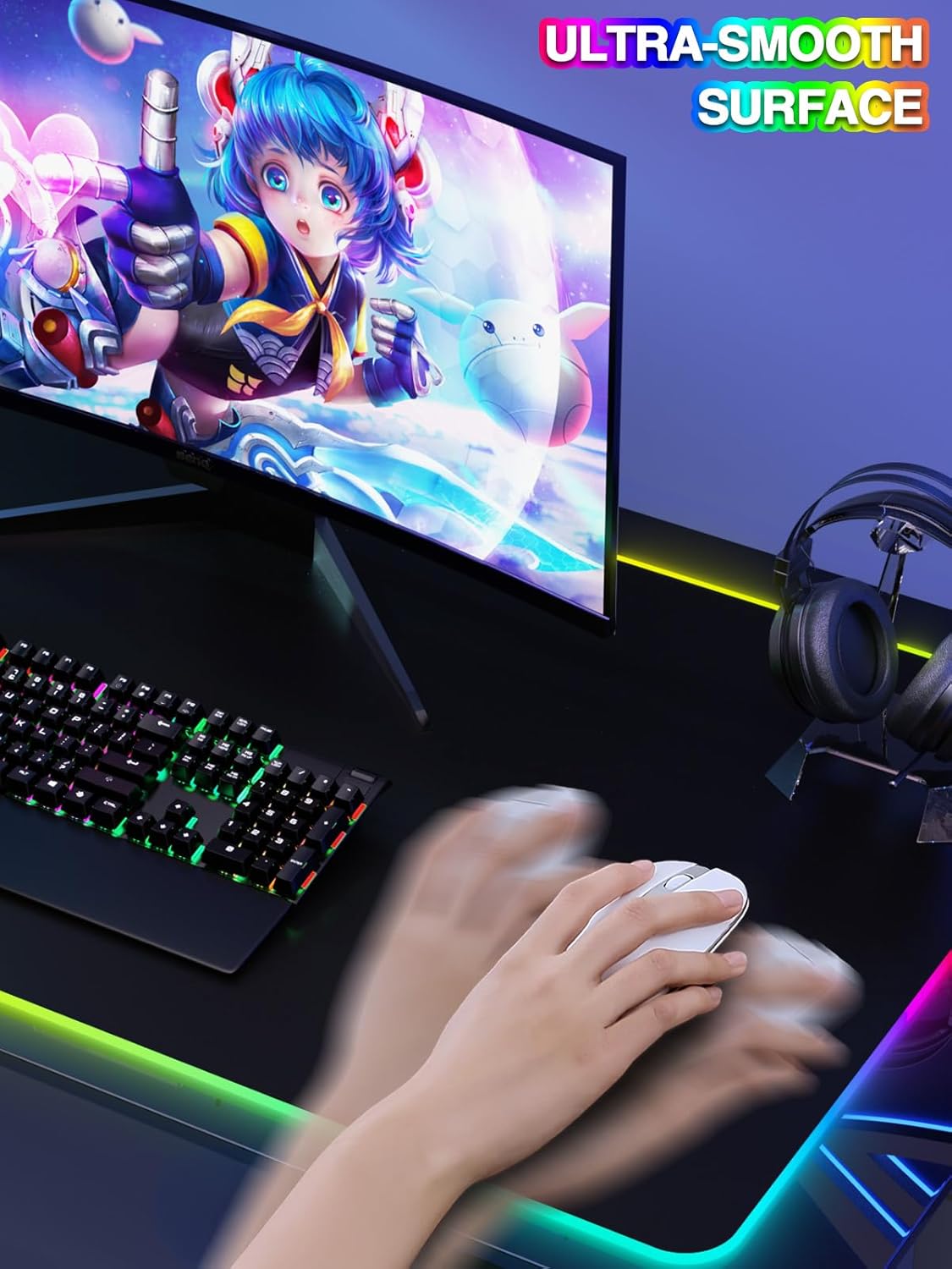 Mouse Pad with 15W Magnetic Wireless Charging 31.5x15.75 Inch, RGB Mousepad for Desk Mat, XXL Desk Pad with 11 Colors & 5 Modes, Home Office Large Keyboard Pad Waterproof Non-Slip for Gaming PC Setup - Image 5