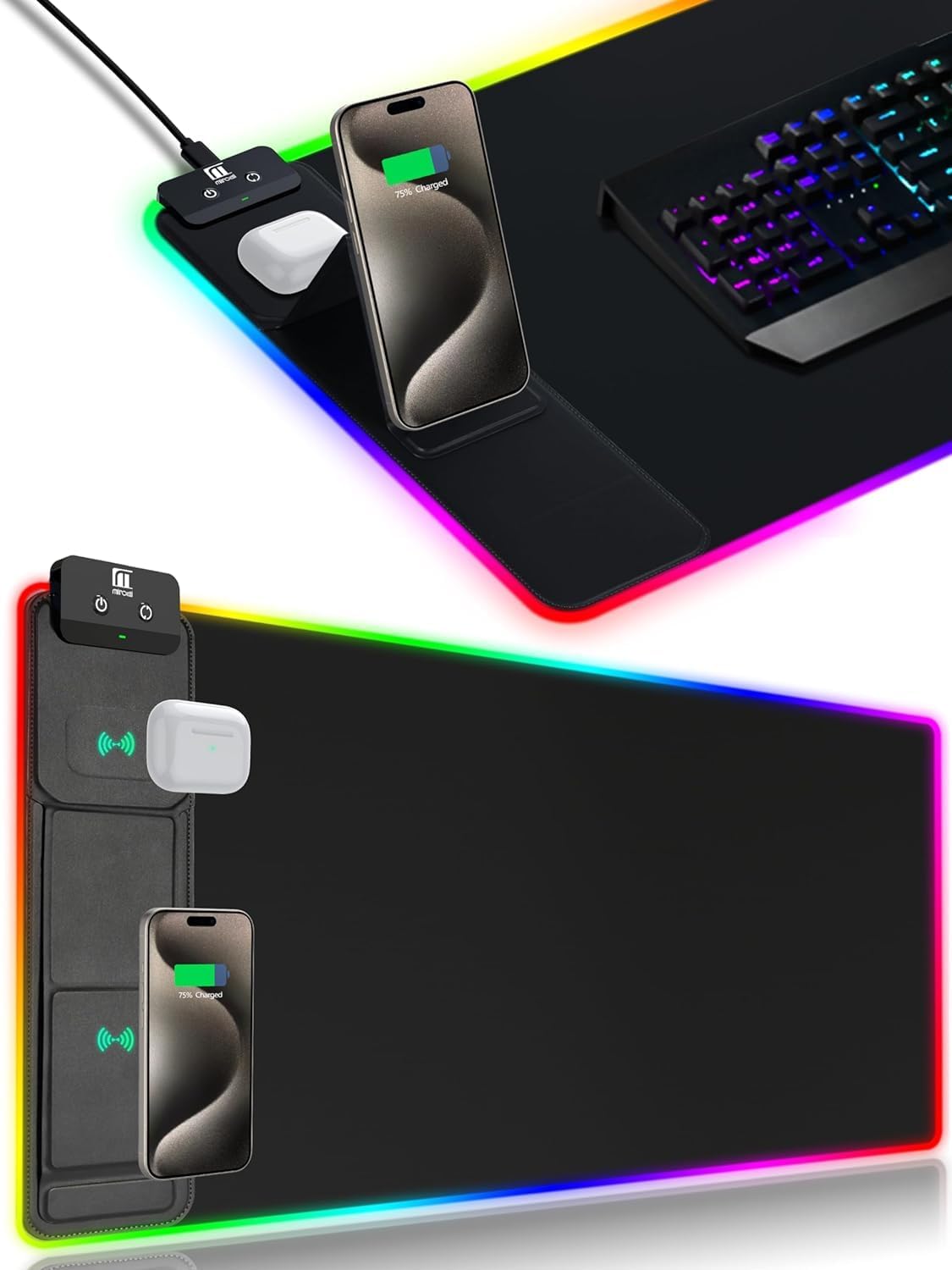 Mouse Pad with 15W Magnetic Wireless Charging 31.5x15.75 Inch, RGB Mousepad for Desk Mat, XXL Desk Pad with 11 Colors & 5 Modes, Home Office Large Keyboard Pad Waterproof Non-Slip for Gaming PC Setup - Image 11