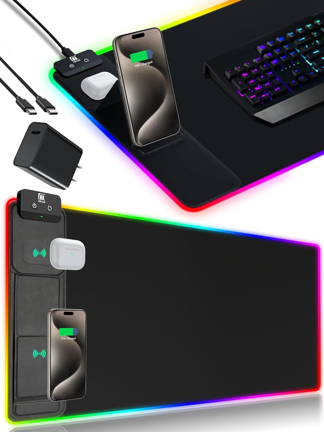 Mouse Pad with 15W Magnetic Wireless Charging 31.5x15.75 Inch, RGB Mousepad for Desk Mat, XXL Desk Pad with 11 Colors & 5 Modes, Home Office Large Keyboard Pad Waterproof Non-Slip for Gaming PC Setup - Image 12