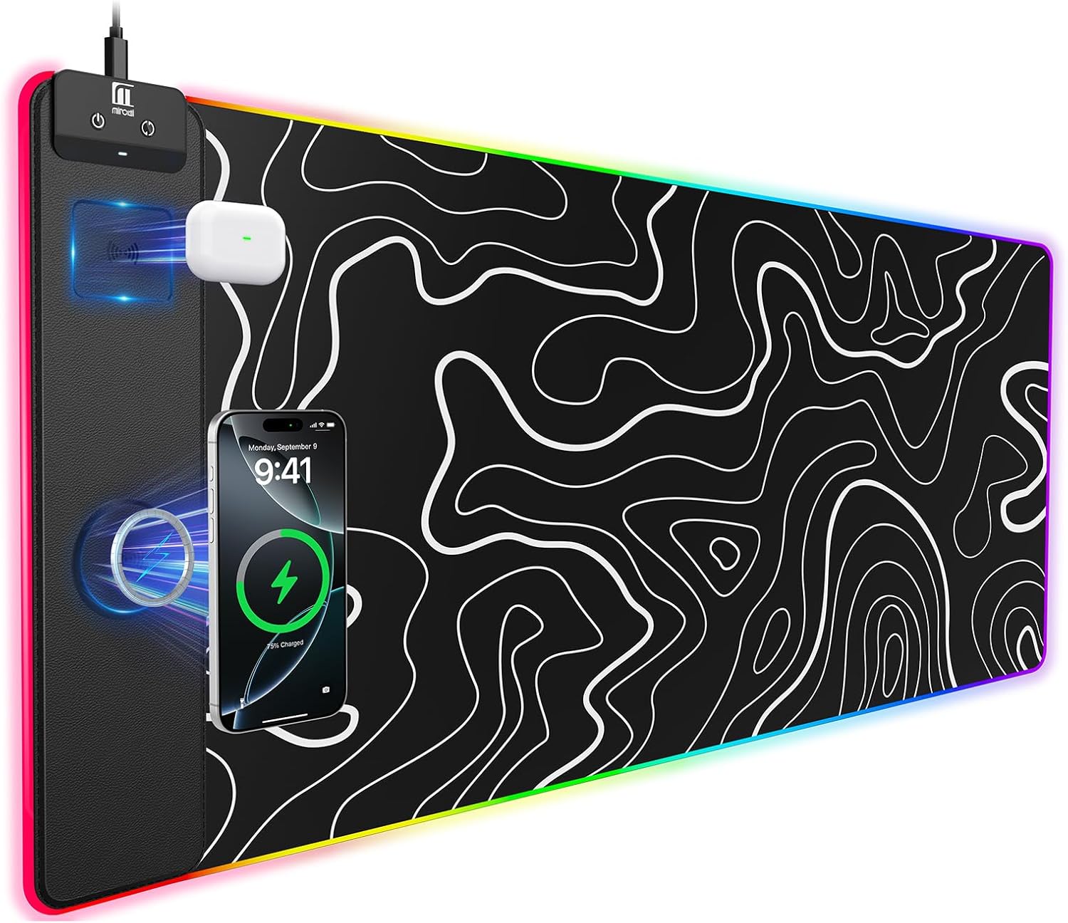 Mouse Pad with 15W Magnetic Wireless Charging 31.5x15.75 Inch, RGB Mousepad for Desk Mat, XXL Desk Pad with 11 Colors & 5 Modes, Home Office Large Keyboard Pad Waterproof Non-Slip for Gaming PC Setup - Image 14