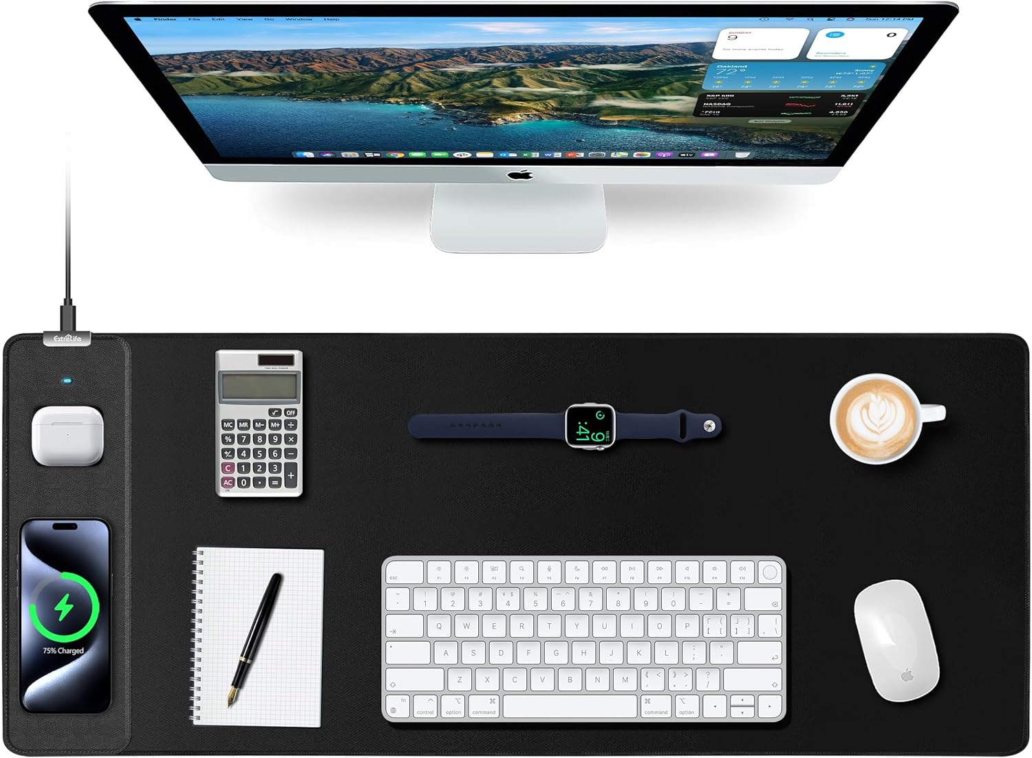 Mouse Pad with Wireless Charging, RGB Gaming Desk Mat, 31.5"x15.7" Large XXL Desk Pad, 15 Lighting Modes, Non-Slip Mouse Mat, Waterproof Computer Keyboard Pad, Black with 20W PD Power Adapter - Image 10