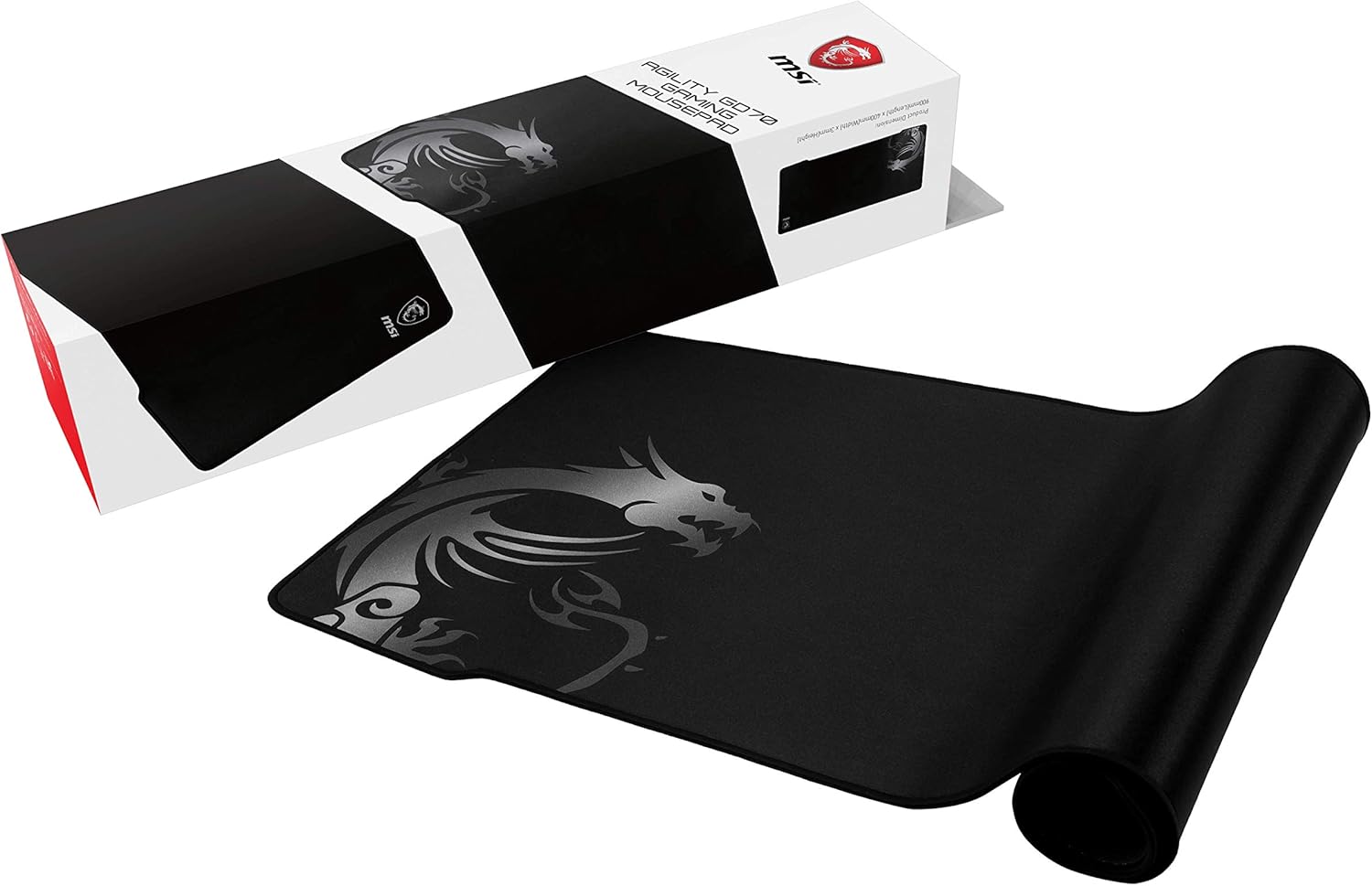 MSI Agility GD70 - XXL Extended Gaming Mouse Pad, Silk Gaming Fabric Surface, Soft Seamed Edges, Anti-Slip Base - 900 x 400 x 3 mm