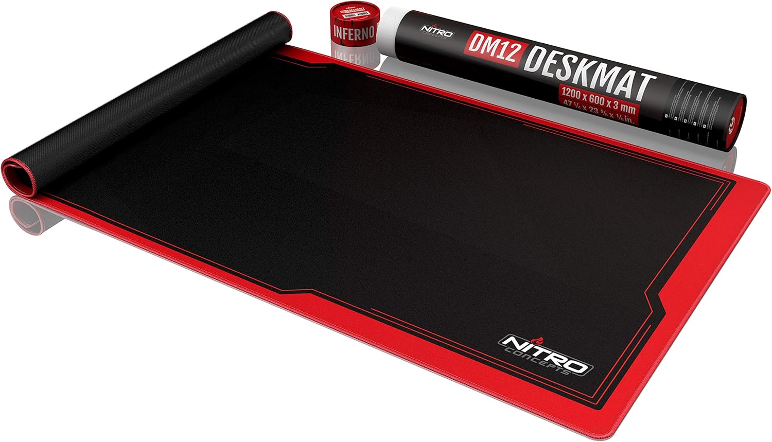 NITRO CONCEPTS DM12 Deskmat Desk Pad - Mouse Pad - 1200x600mm - Black\/Red - Image 5