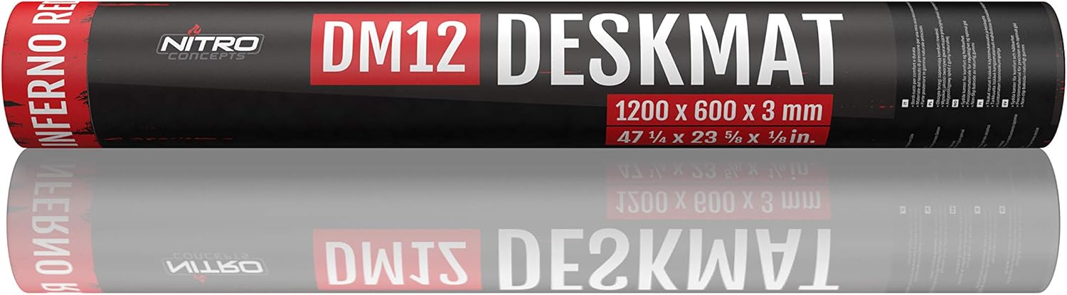 NITRO CONCEPTS DM12 Deskmat Desk Pad - Mouse Pad - 1200x600mm - Black\/Red - Image 6