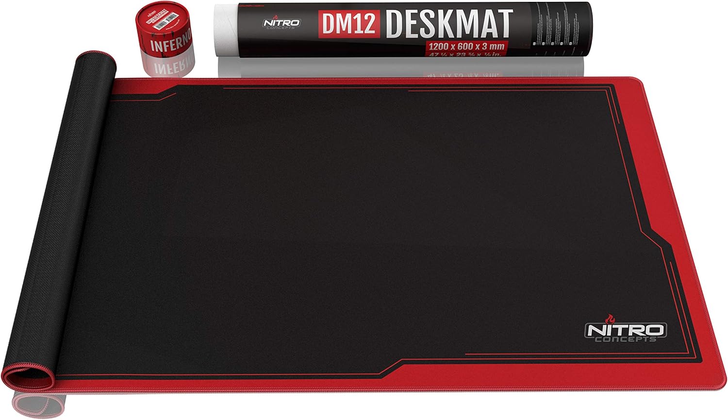 NITRO CONCEPTS DM12 Deskmat Desk Pad - Mouse Pad - 1200x600mm - Black\/Red
