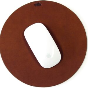 Pack & Smooch Leather Mouse Pad with Anti-Slip Natural Rubber Backside- Vegetable Tanned Leather Light Brown