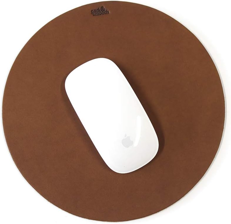 Pack & Smooch Leather Mouse Pad with Anti-Slip Natural Rubber Backside- Vegetable Tanned Leather Light Brown - Image 3