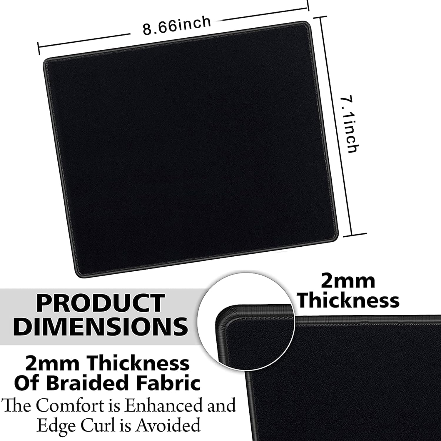 SaiTech IT 5 Pack 2mm Mouse Pad with Stitched Edges Non-Slip Rubber Base, Premium-Textured and Waterproof Mousepads Bulk, Mouse Pad for Computers, Laptop, Office & Home, 8.66 x 7.1 inch - Image 2
