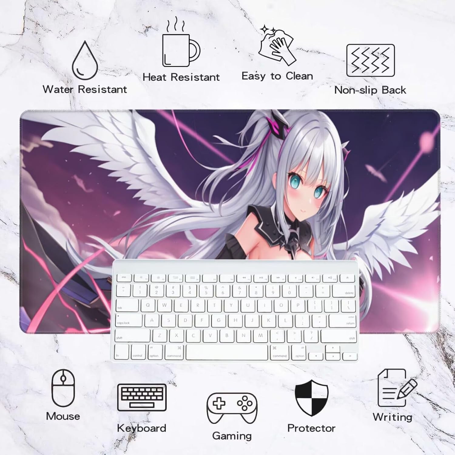 Sexy Mouse Pad Anime Desk Mat, Large Mouse Pad 47.2x23.6 inch, XXL Mousepad with Non-Slip Rubber Base, Waterproof Computer Keyboard Mat with Stitched Edges, Gaming Mousepad for Desk Office Decor Q698 - Image 2