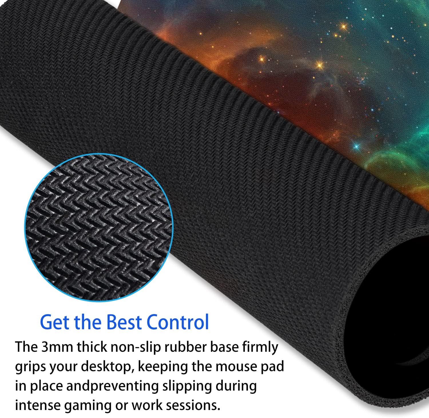 SHALYSONG Galaxy Mouse pad, Orange and Cyan Nebula Mouse Pads Office Computer Mousepad, Non-Slip Washable Small Mouse mat 9.5 X 7.9 inch - Image 4