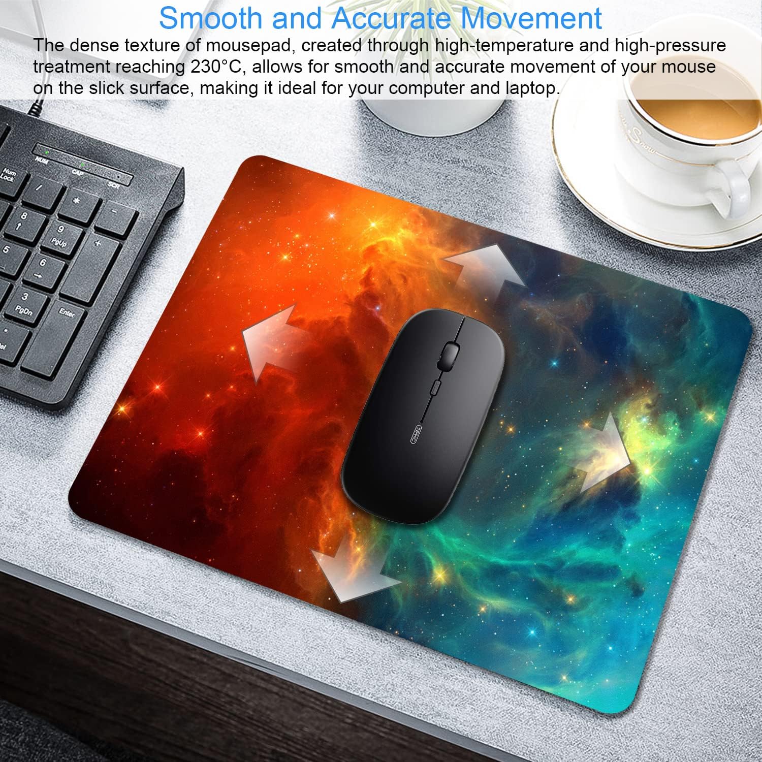 SHALYSONG Galaxy Mouse pad, Orange and Cyan Nebula Mouse Pads Office Computer Mousepad, Non-Slip Washable Small Mouse mat 9.5 X 7.9 inch - Image 3