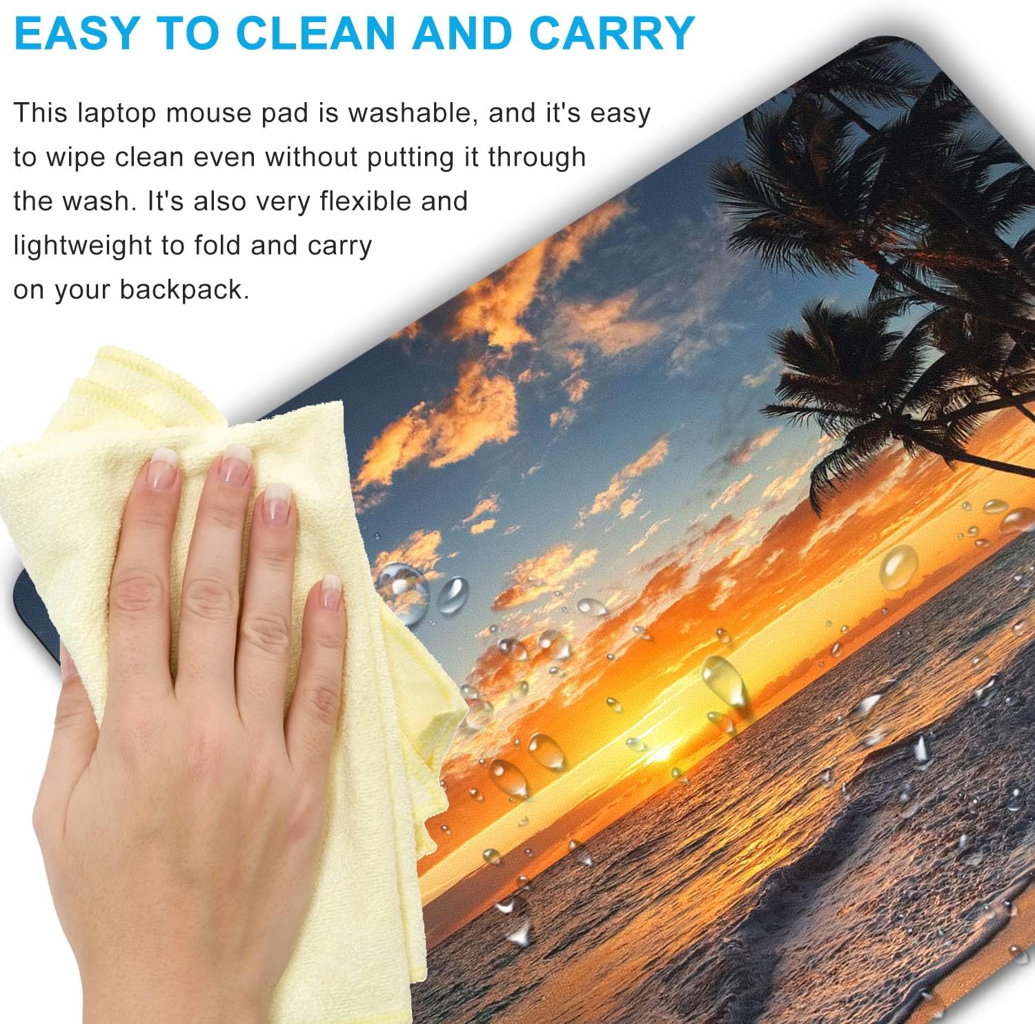 SHALYSONG Sunset Beach Mouse pad with Tropical Ocean Landscape and Non-Slip Rubber Base Design for Personalized Women's Office Desktop Decoration Accessories 9.5x7.9 inch - Image 5