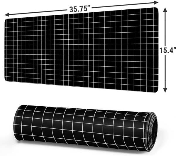 Skinit Extra Large Gaming Mouse Pad - Black Grid Design with Stitched Edges, Waterproof, Non-Slip Rubber Base, Desk Mat for Keyboard & Mouse, 35.75" x 15.4" inches - Image 2