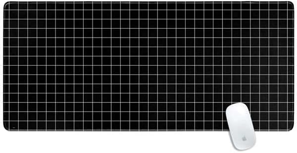 Skinit Extra Large Gaming Mouse Pad - Black Grid Design with Stitched Edges, Waterproof, Non-Slip Rubber Base, Desk Mat for Keyboard & Mouse, 35.75" x 15.4" inches