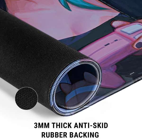Skinit Extra Large Gaming Mouse Pad - Officially Licensed Anime Catgirl Gamer Nerd Design with Stitched Edges, Waterproof, Non-Slip Rubber Base, Desk Mat for Keyboard & Mouse, 35.75" x 15.4" inches - Image 4