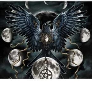 Skinit Extra Large Gaming Mouse Pad - Officially Licensed Crow and Moon Phases by Sarah Richter Design with Stitched Edges, Waterproof, Non-Slip Rubber Base, Desk Mat for Keyboard & Mouse