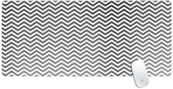 Skinit Extra Large Gaming Mouse Pad - Silver Chevron Design with Stitched Edges, Waterproof, Non-Slip Rubber Base, Desk Mat for Keyboard & Mouse, 35.75" x 15.4" inches