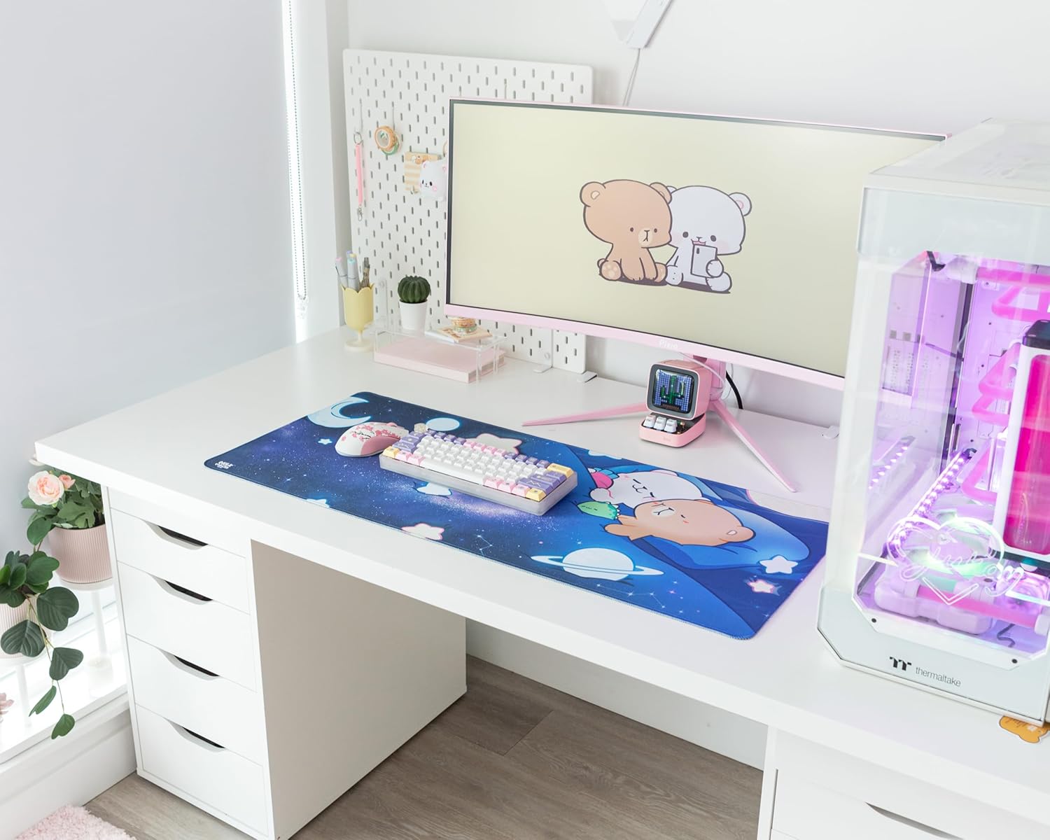 Starry Dream Desk Mat Authentic Milkmochabear Merchandise Cute Extra Large Gaming Mouse Pad with Non-Slip Rubber Base for Computer Keyboard Laptop, Home Office Accessories (35.5" x 15.7") - Image 3